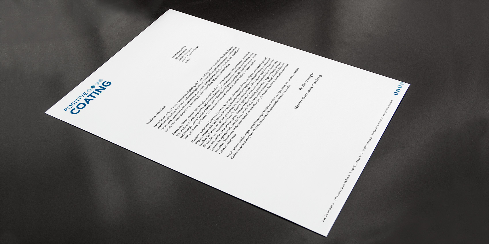 Positive Coating - Set administratif - B12communication, communication et graphisme
